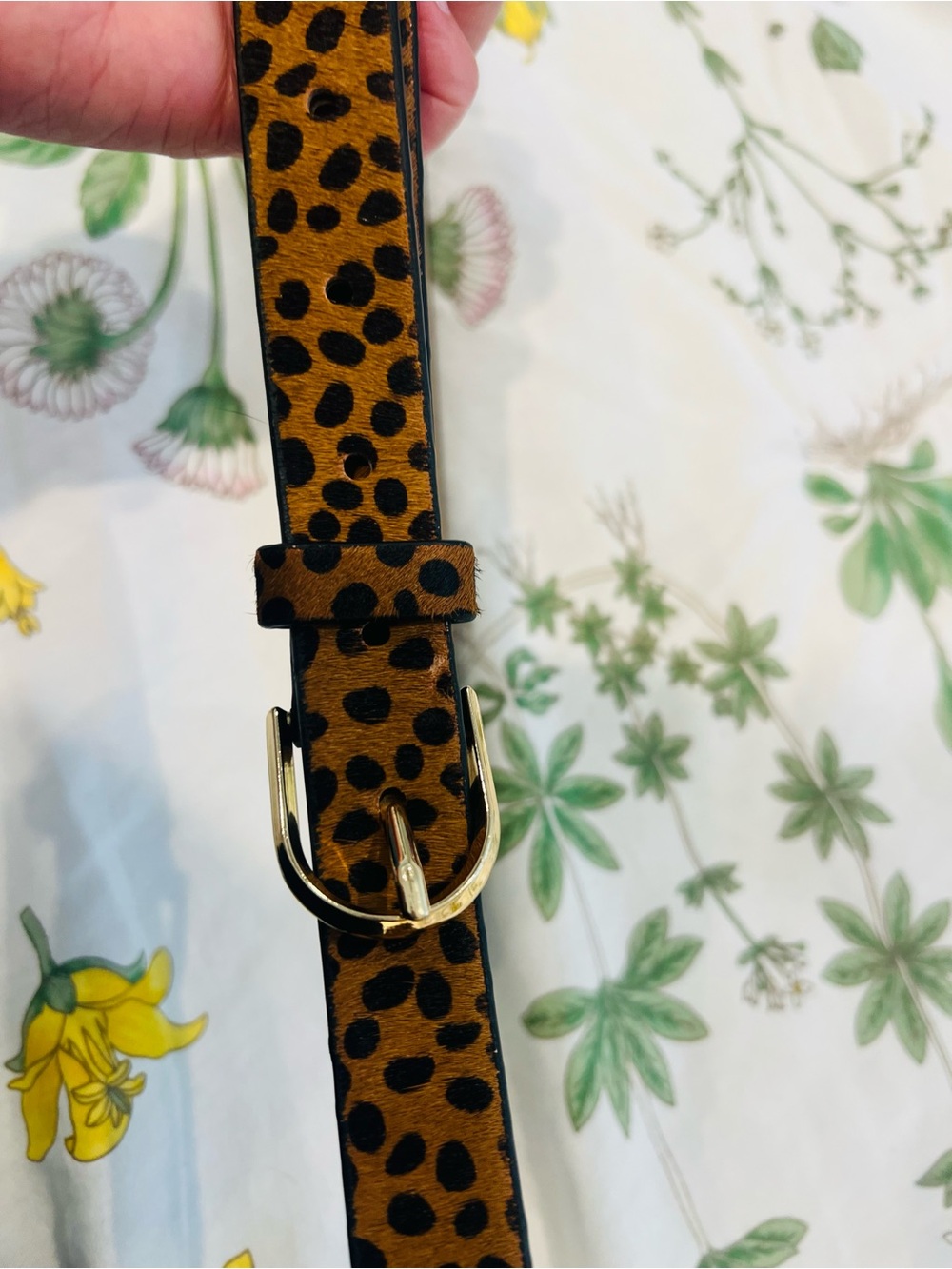 LOFT Leopard Print Haircalf Belt with Gold Buckle - Picture 2 of 4